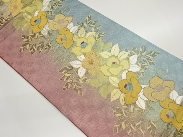 JAPANESE FUKURO OBI / WOVEN CAMELLIA